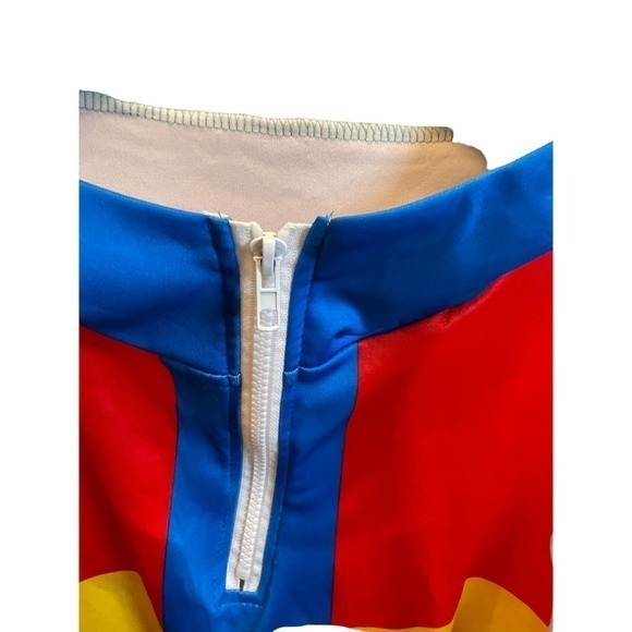 EUC Multicolor 90s Style 3/4 Zipper, Drawstring Hoodie w/ Elastic Waist - Picture 4 of 7